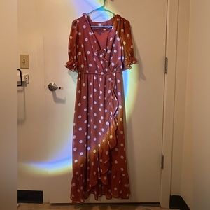 Lauren Conrad Polka-Dotted Salmon Dress